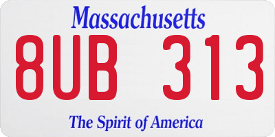 MA license plate 8UB313