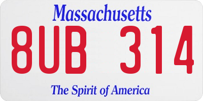 MA license plate 8UB314