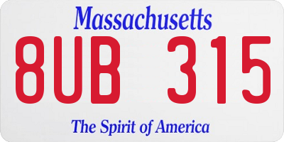 MA license plate 8UB315