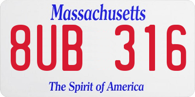 MA license plate 8UB316