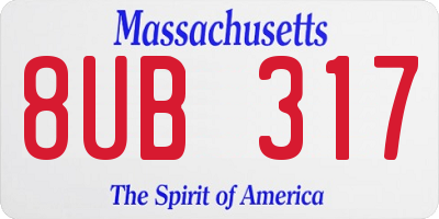 MA license plate 8UB317