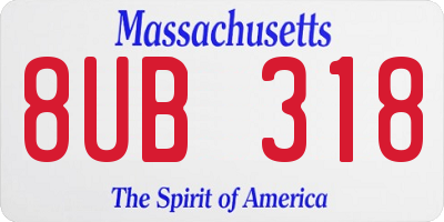 MA license plate 8UB318
