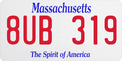 MA license plate 8UB319