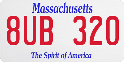 MA license plate 8UB320