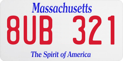 MA license plate 8UB321
