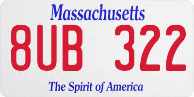 MA license plate 8UB322