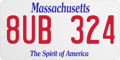 MA license plate 8UB324