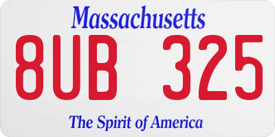 MA license plate 8UB325