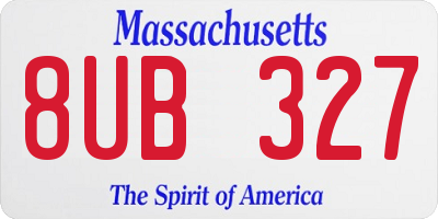 MA license plate 8UB327