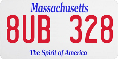 MA license plate 8UB328