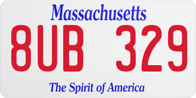 MA license plate 8UB329
