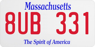 MA license plate 8UB331