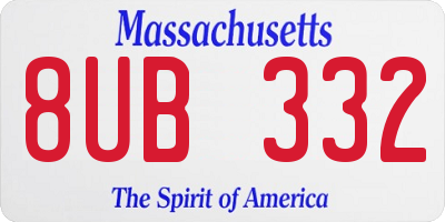 MA license plate 8UB332