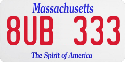 MA license plate 8UB333