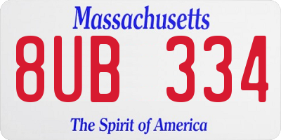 MA license plate 8UB334