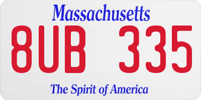 MA license plate 8UB335