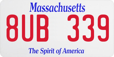MA license plate 8UB339