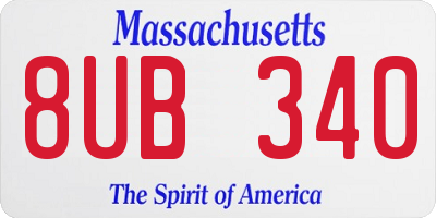 MA license plate 8UB340