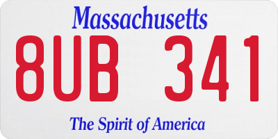 MA license plate 8UB341