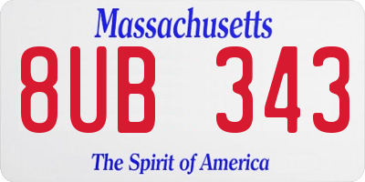 MA license plate 8UB343