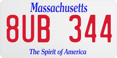 MA license plate 8UB344