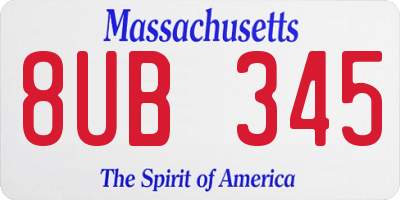 MA license plate 8UB345