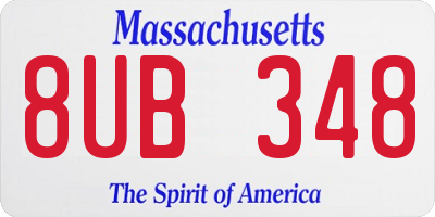 MA license plate 8UB348