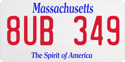 MA license plate 8UB349