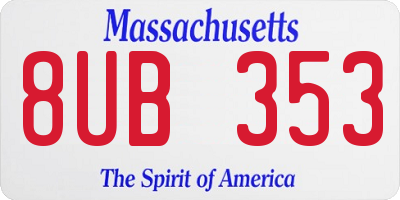 MA license plate 8UB353