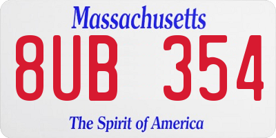 MA license plate 8UB354