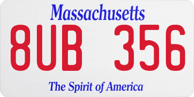 MA license plate 8UB356