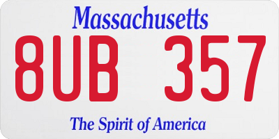 MA license plate 8UB357