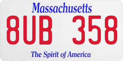 MA license plate 8UB358