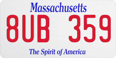 MA license plate 8UB359