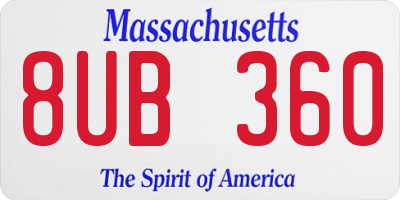 MA license plate 8UB360