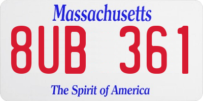 MA license plate 8UB361