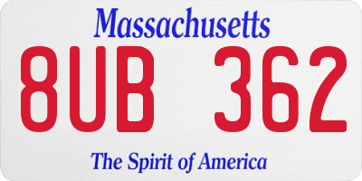 MA license plate 8UB362