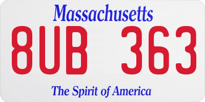 MA license plate 8UB363