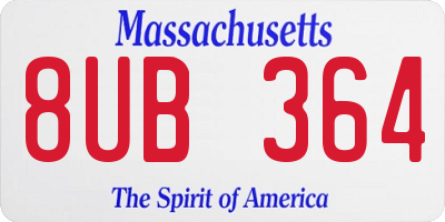 MA license plate 8UB364