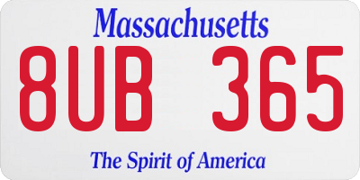 MA license plate 8UB365