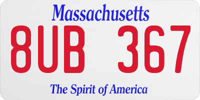 MA license plate 8UB367