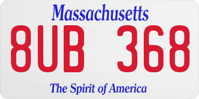 MA license plate 8UB368