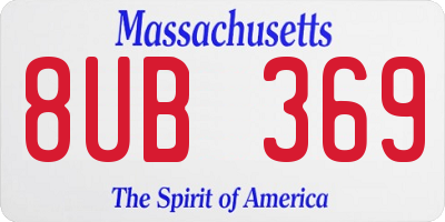 MA license plate 8UB369