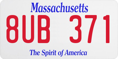 MA license plate 8UB371