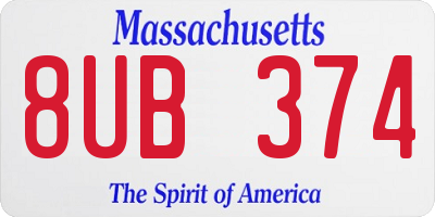 MA license plate 8UB374