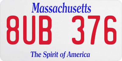 MA license plate 8UB376