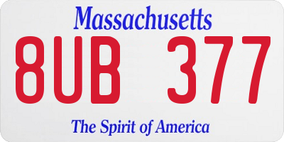 MA license plate 8UB377