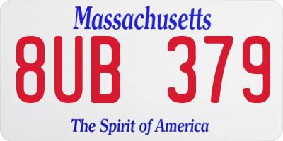 MA license plate 8UB379