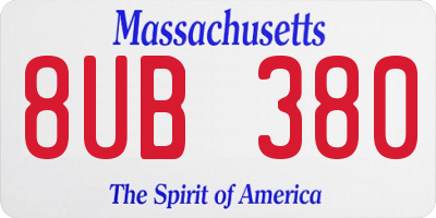 MA license plate 8UB380