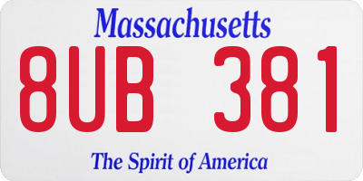 MA license plate 8UB381